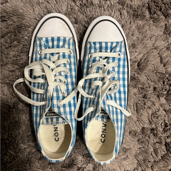 Converse Blue Gingham Low Top Sneakers - Picture 1 of 6